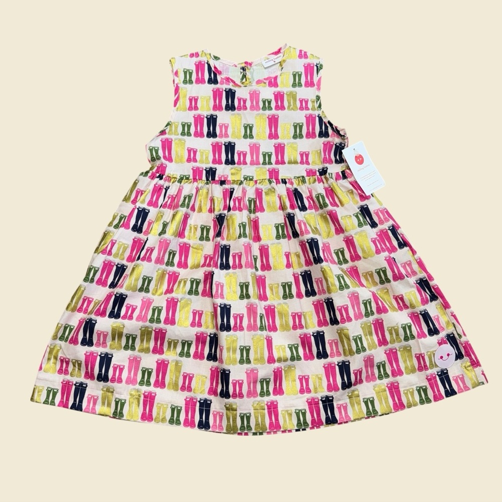 Smiling Button Rain Boot Print Dress